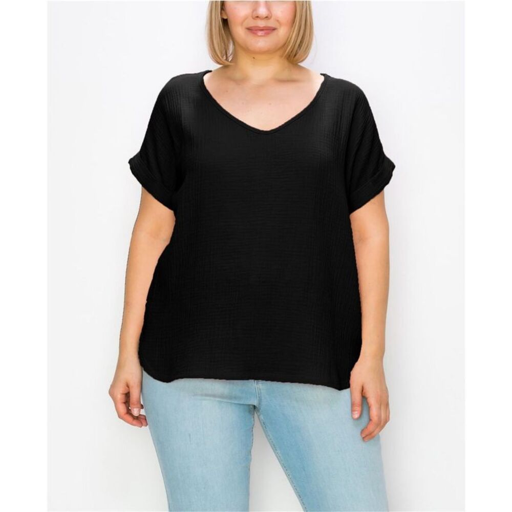 COIN 1804 Womens Plus Size Gauze Tunic Blouse, NWT